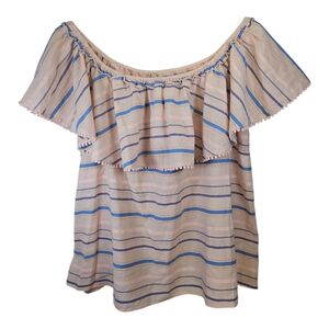 Lane Bryant 100% Cotton Ruffle Off The Shoulder Peasant Blouse Size 18/20